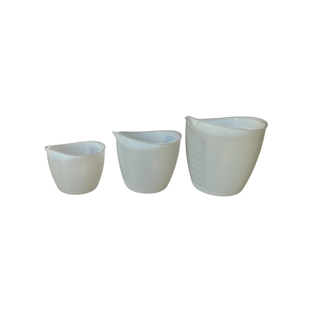 Set of Pampered Chef Silicone Prep Bowls Nesting Measuring Cups 1,2,3 Cup NO LID